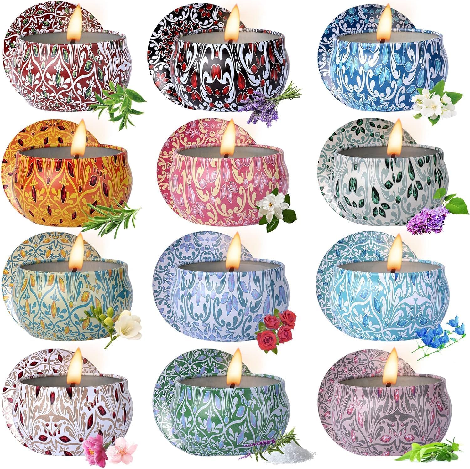 Home Fragrance Set - Scented Soy Wax Candles Set, 12