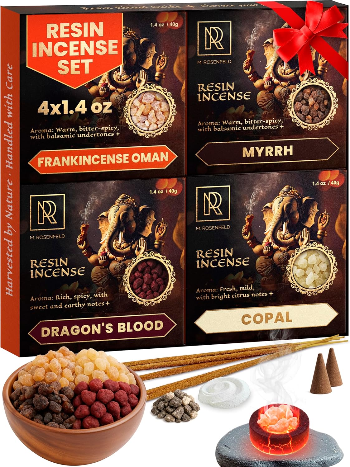 Home Fragrance Set - Natural Resin Incense Set: Frankincense, Myrrh,