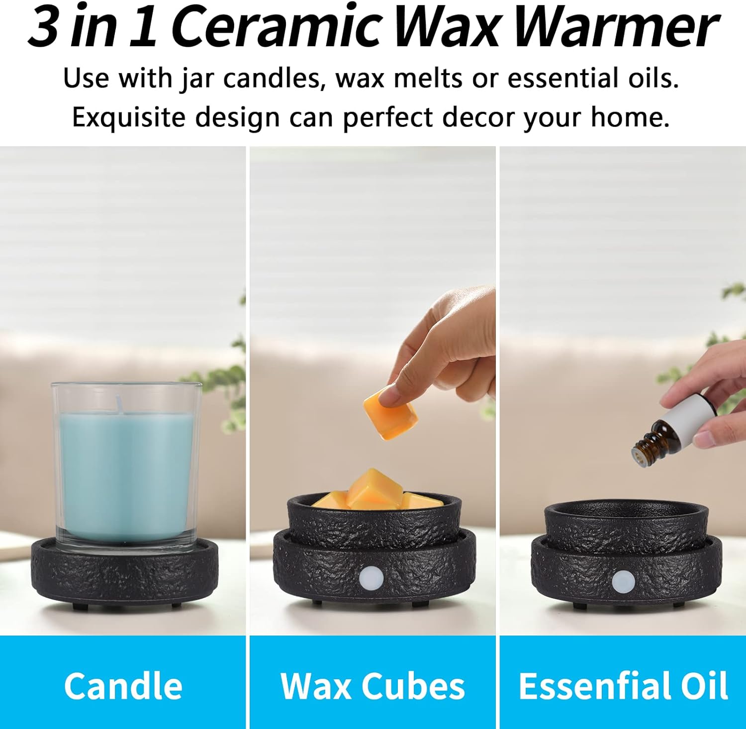 Ceramic Wax Melt Warmer, 3-in- - Home Fragrance Scented Candle のレビューと価格